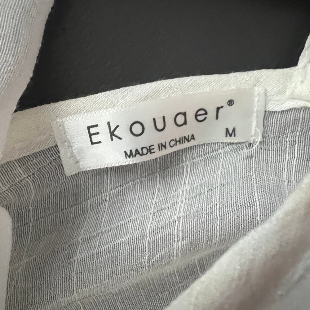 Ekouger Pullover Gauzy White Tunic Dress/Bikini Cover Up Size Medium - Picture 2 of 11